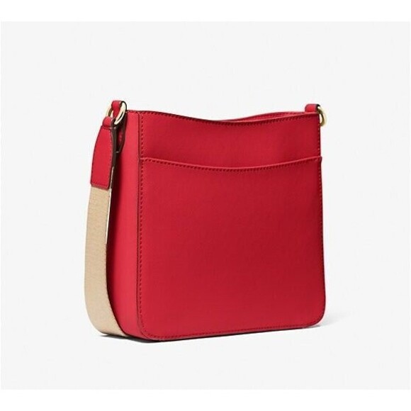 New Michael Kors Jet Set Travel Small Messenger Bag Faux Leather Bright Red - Picture 4 of 4